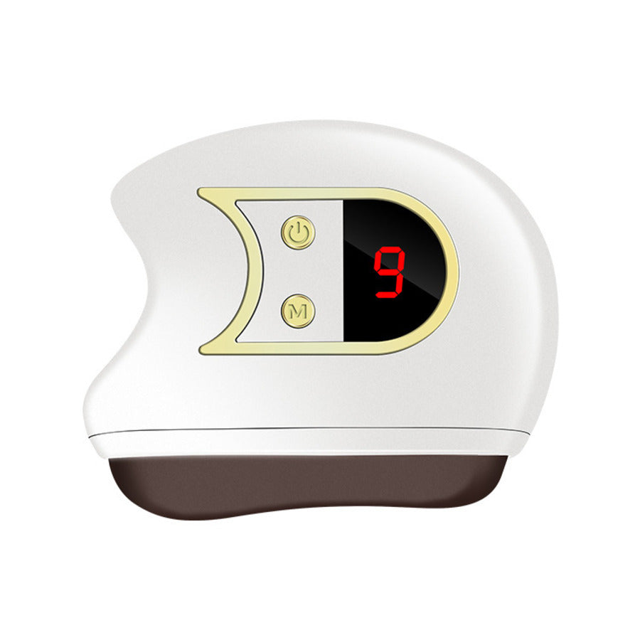Lumière Sculpt heated gua sha device, front view with LED display